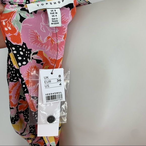 Topshop Multicolor Puff Sleeve Floral Midi Dress - Picture 8 of 16